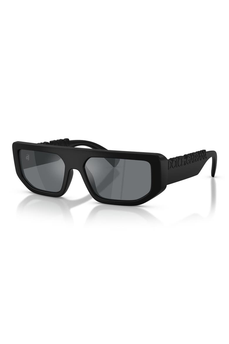 56mm Rectangular Sunglasses, Alternate, color, MATTE BLACK / LIGHT GREY BLACK