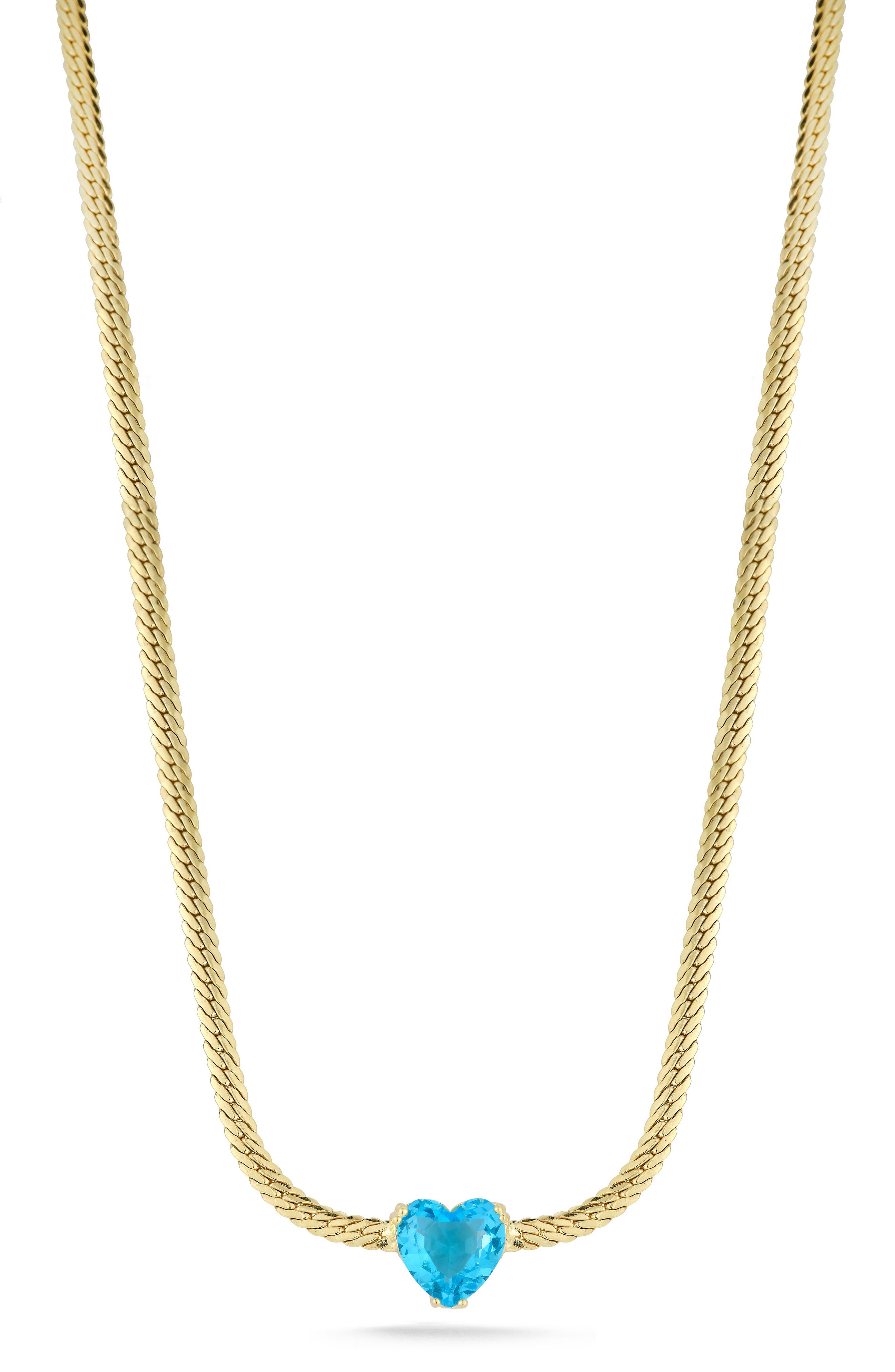 SPHERA MILANO Cubic Zirconia Heart Snake Chain Necklace