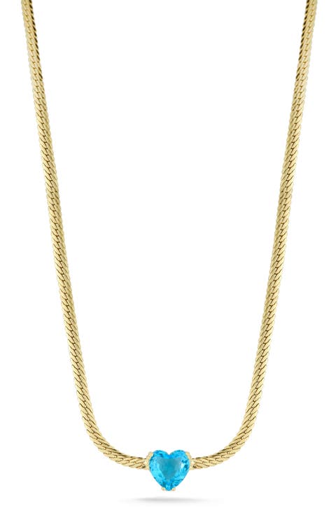 Cubic Zirconia Heart Snake Chain Necklace