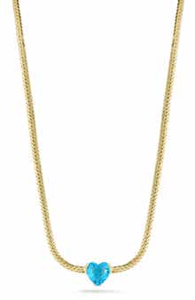 Cubic Zirconia Heart Snake Chain Necklace
