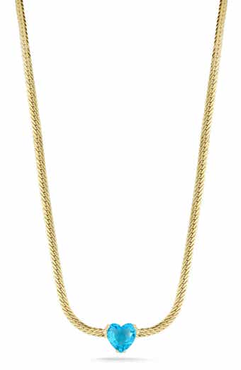 Cubic Zirconia Heart Snake Chain Necklace