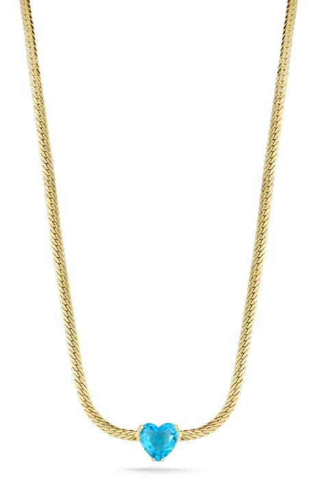 SPHERA MILANO Cubic Zirconia Heart Snake Chain Necklace