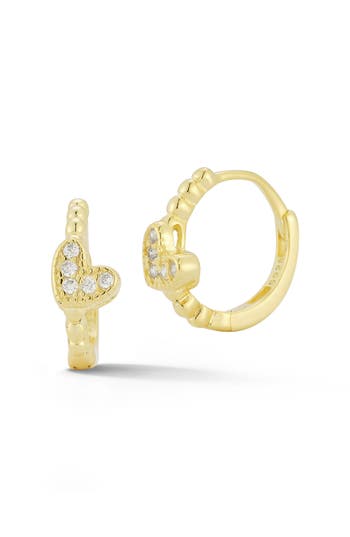 Glaze Jewelry Cubic Zirconia Heart Huggie Hoop Earrings In Gold
