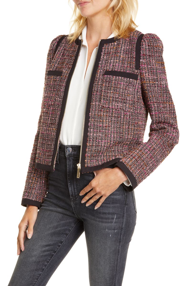 Kate Spade New York puff sleeve tweed jacket, Main, color,