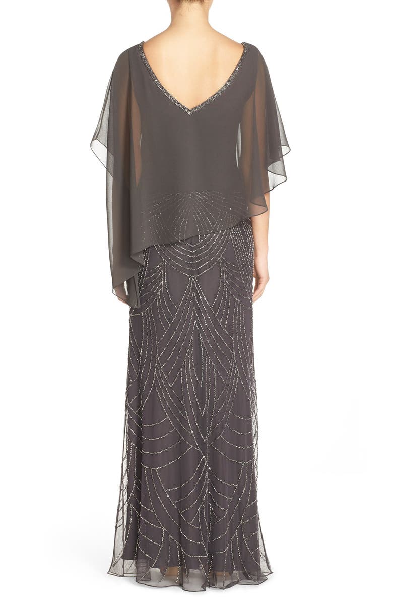 J Kara Chiffon Overlay Beaded Gown, Alternate, color,