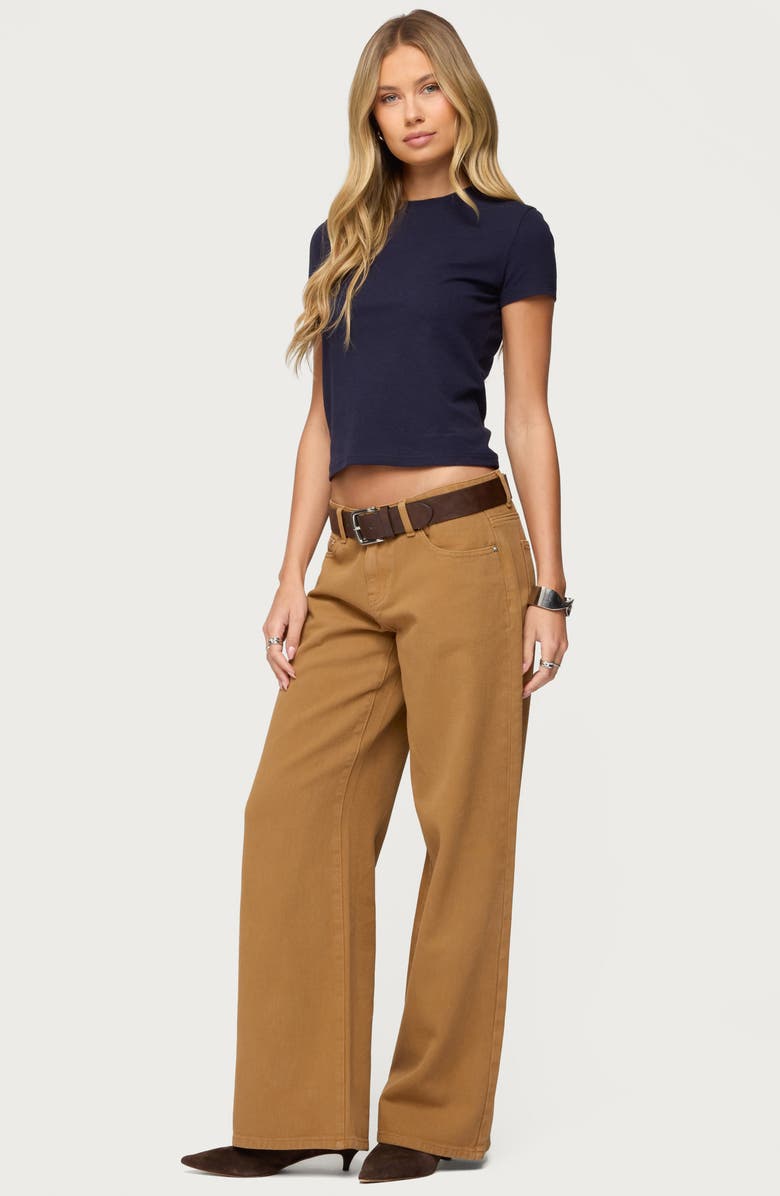 EDIKTED Natalie Stretch Cotton T-Shirt, Alternate, color, Navy