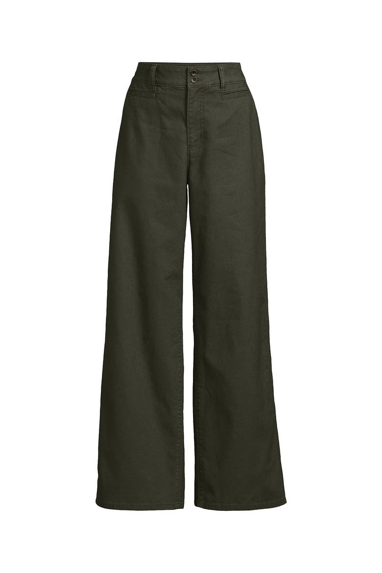 Stretch Canvas High Rise Wide Leg Pants, Alternate, color, Forest Moss