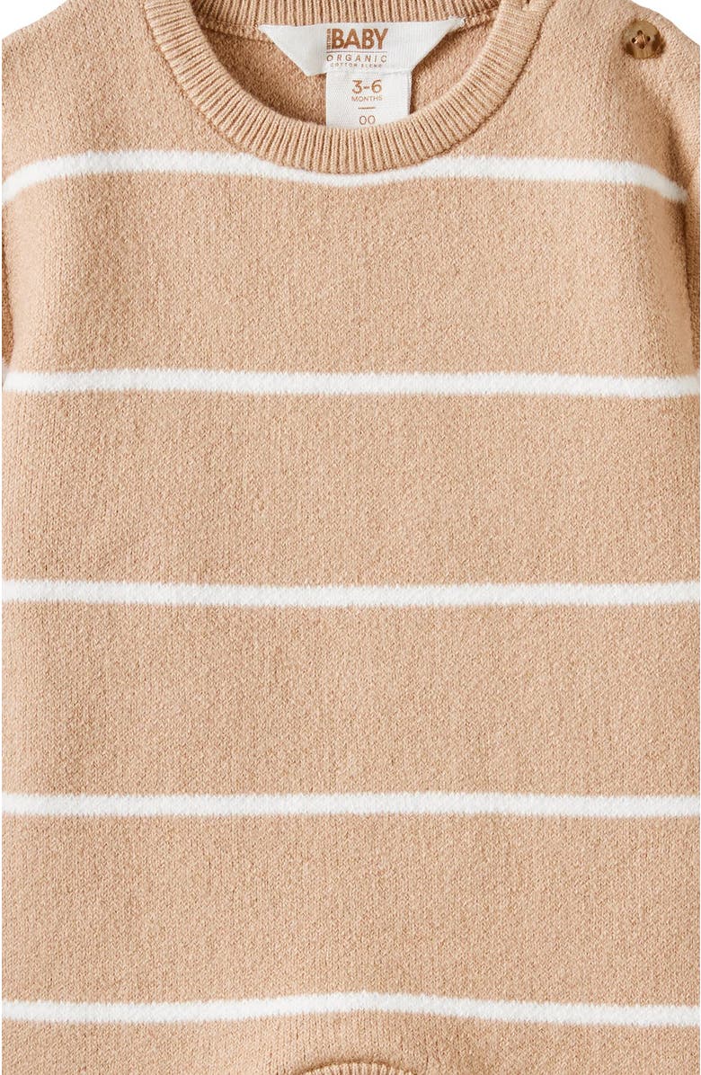 Cotton On Kids Organic Knit Short Sleeve All In One, Alternate, color, Latte Cream Stripe