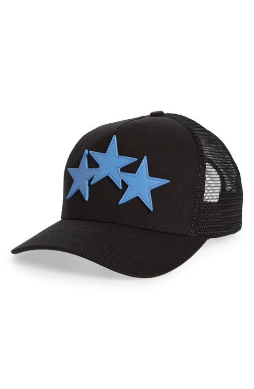 Amiri Three Star Appliqué Trucker Hat In Black/carolina Blue