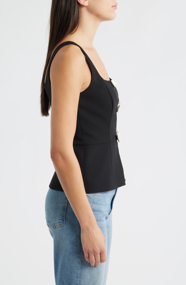 French Connection Azra Bow Sleeveless Peplum Top, Alternate, color, Black-Porcelain Cream