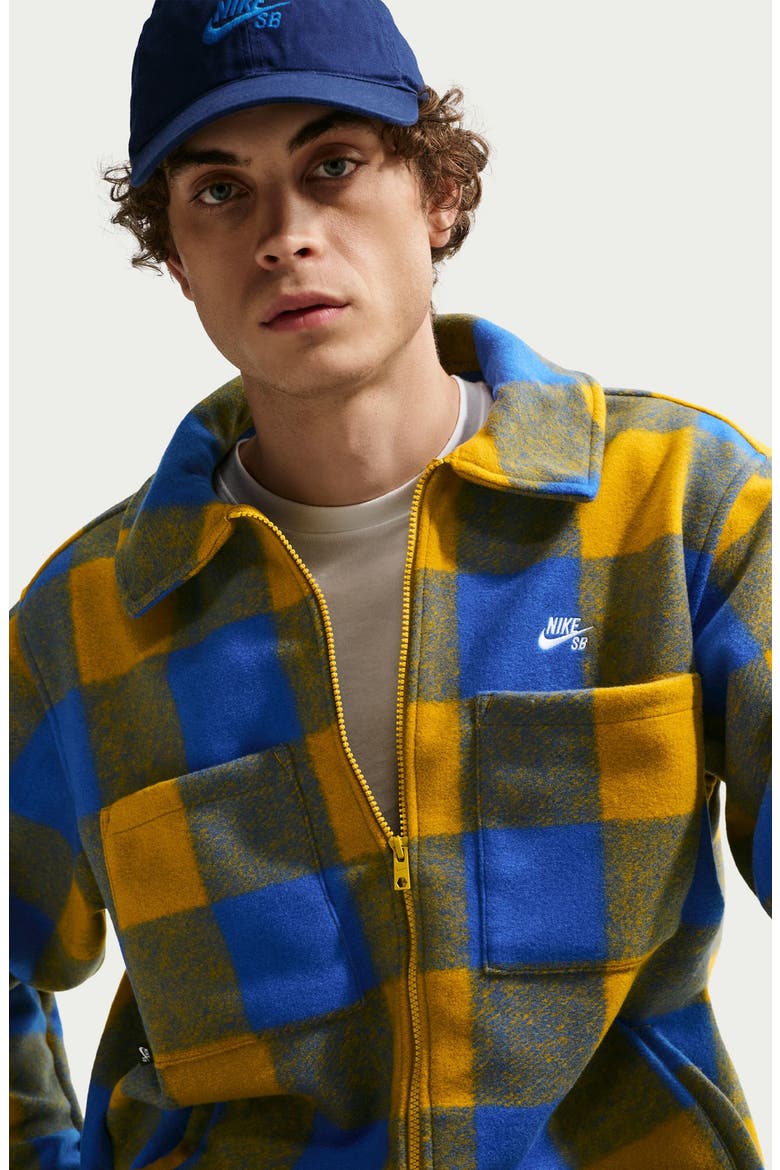 SB Essential Plaid Shirt Jacket, Alternate, color, HYPER ROYAL/ PEAT MOSS