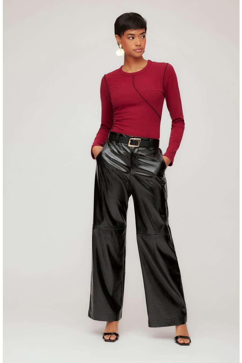 Lara Faux Leather Wide Leg Pants, Alternate, color, BLACK