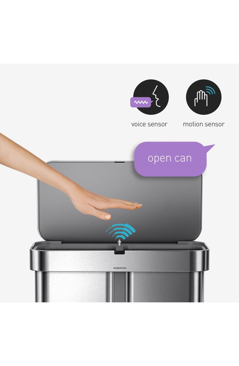 simplehuman 58L Dual Compartment Rectangular Sensor Can, Alternate, color, 