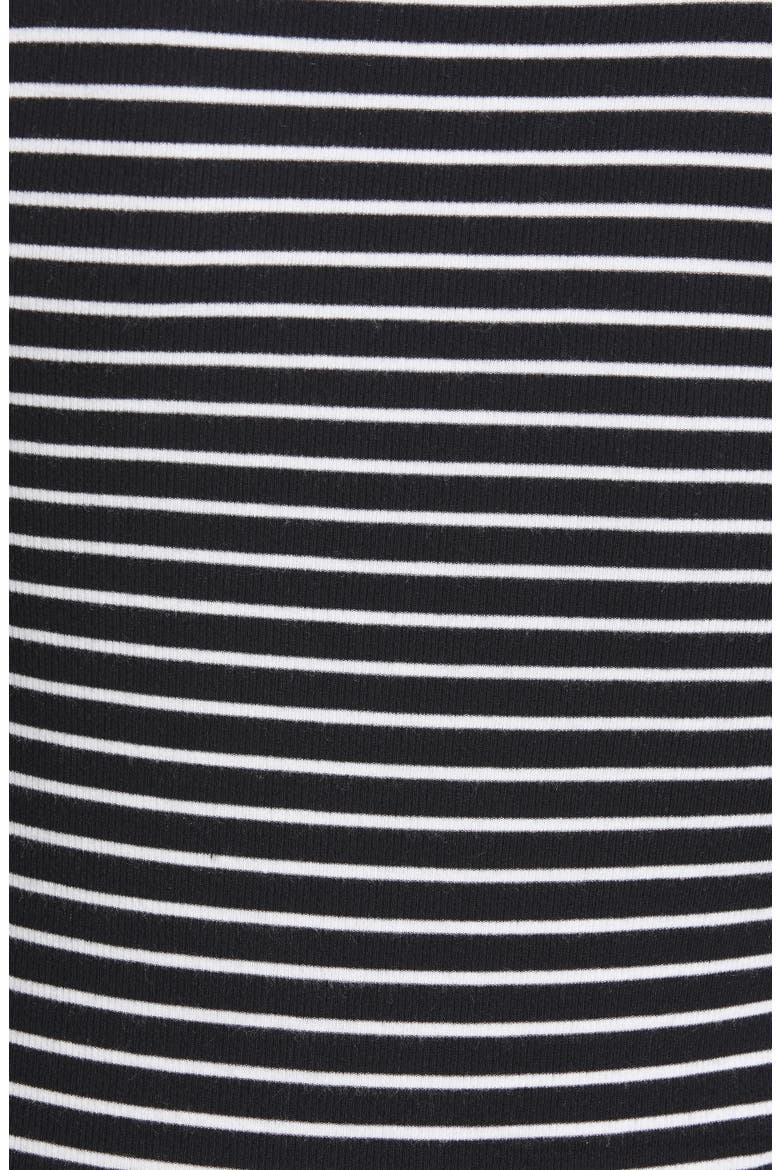 Clarita Stripe Ruched V-Neck T-Shirt, Alternate, color, BLACK/ IVORY