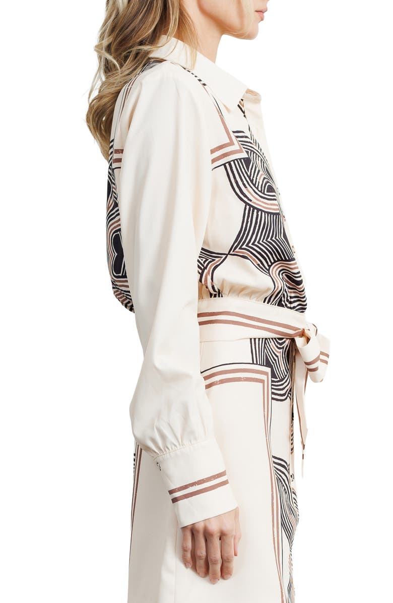 CIEBON Gara Long Sleeve Tie Front Shirt, Alternate, color, Cream