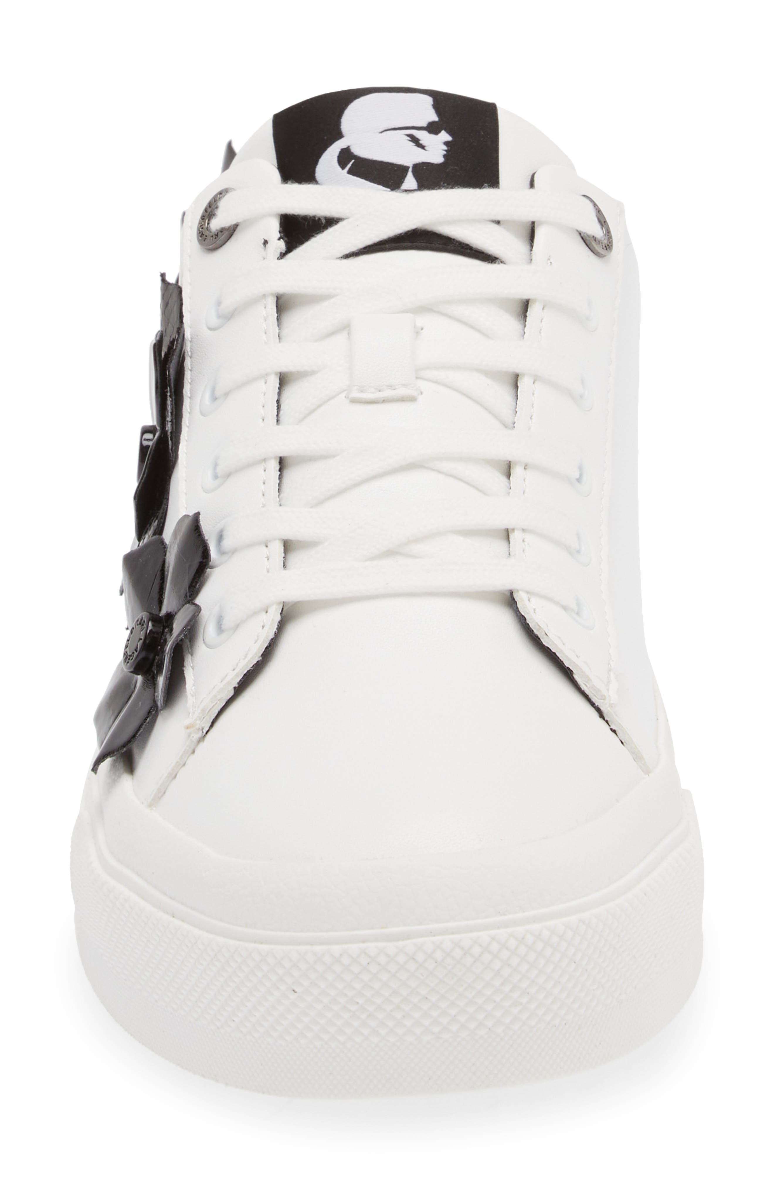 KARL LAGERFELD PARIS Gael Flower Sneaker, Alternate, color, Brght Wt/B