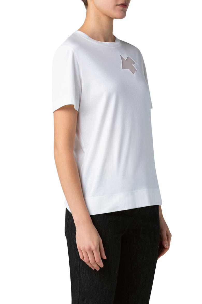 Sheer Inset Jersey T-Shirt, Alternate, color, ECRU