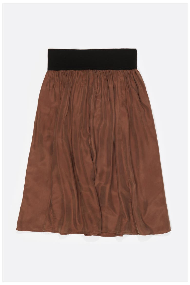Cupro Flared Skirt, Alternate, color, WASHED BROWN