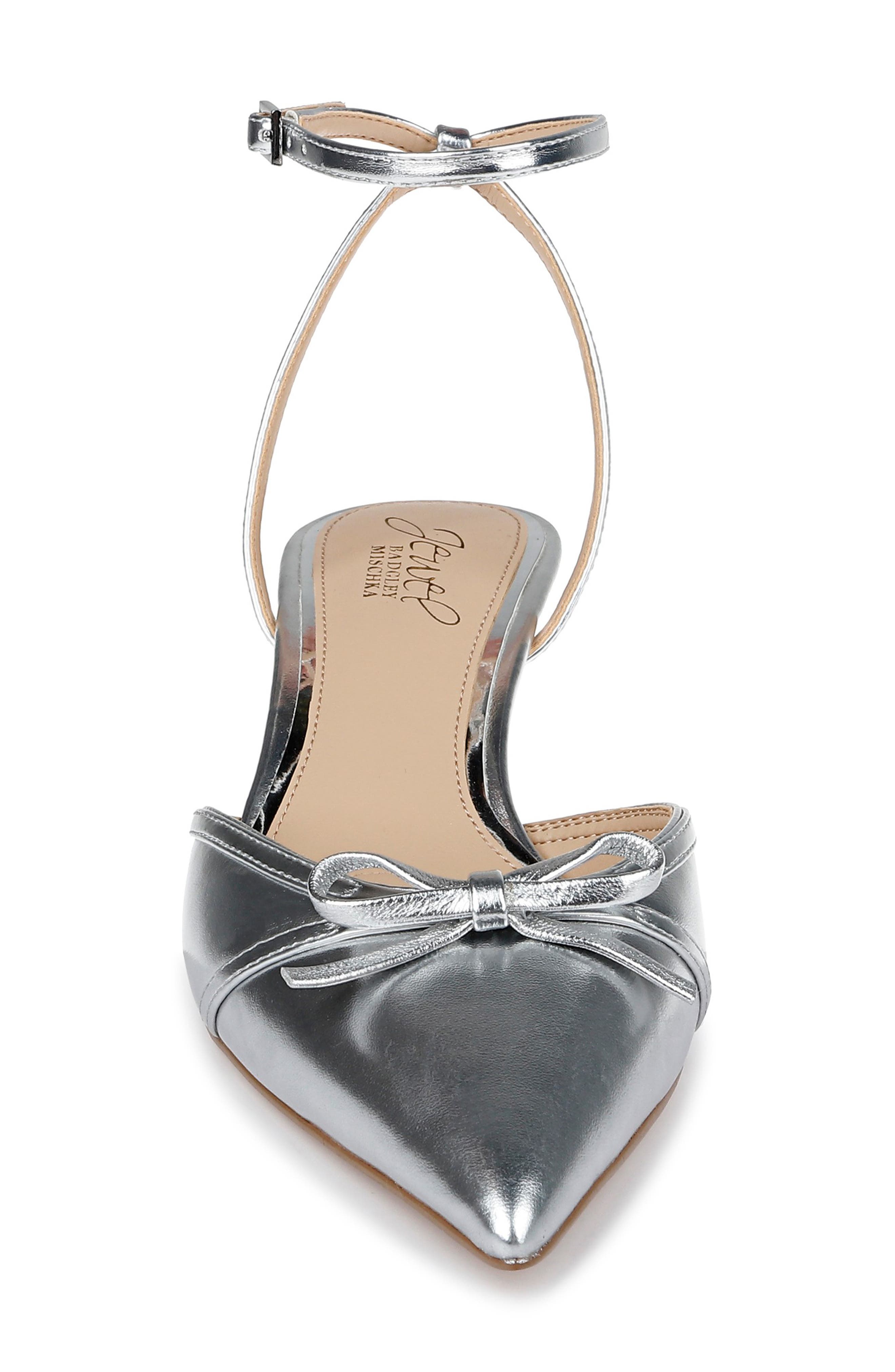 Talasia Ankle Strap Pointed Toe Kitten Heel Pump, Alternate, color, SILVER METALLIC