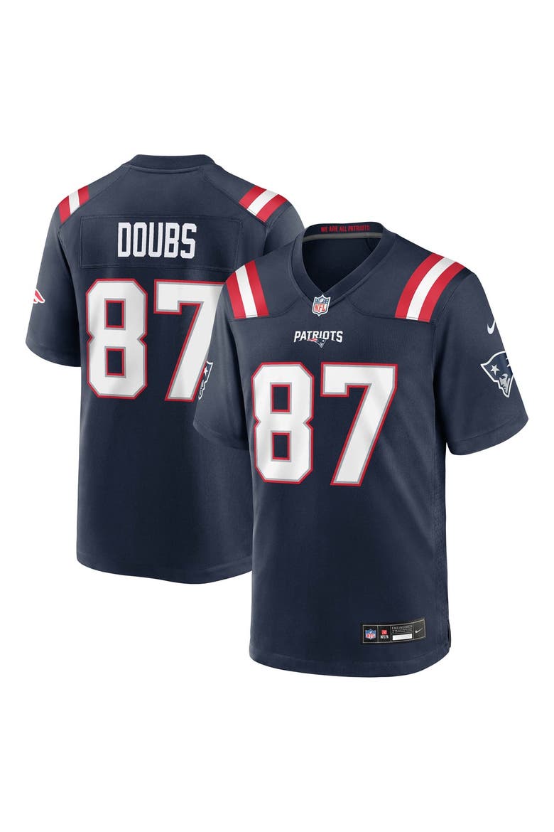 Men's Nike Romeo Doubs Navy New England Patriots Game Jersey, Main, color, Navy