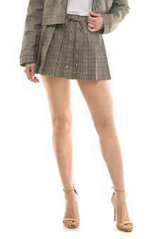 Socialite Plaid Drawstring Waist Pleated Miniskirt