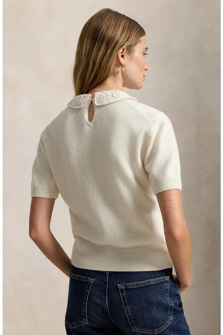 Short Sleeved Wool Blend Sweater, Alternate, color, WHITE