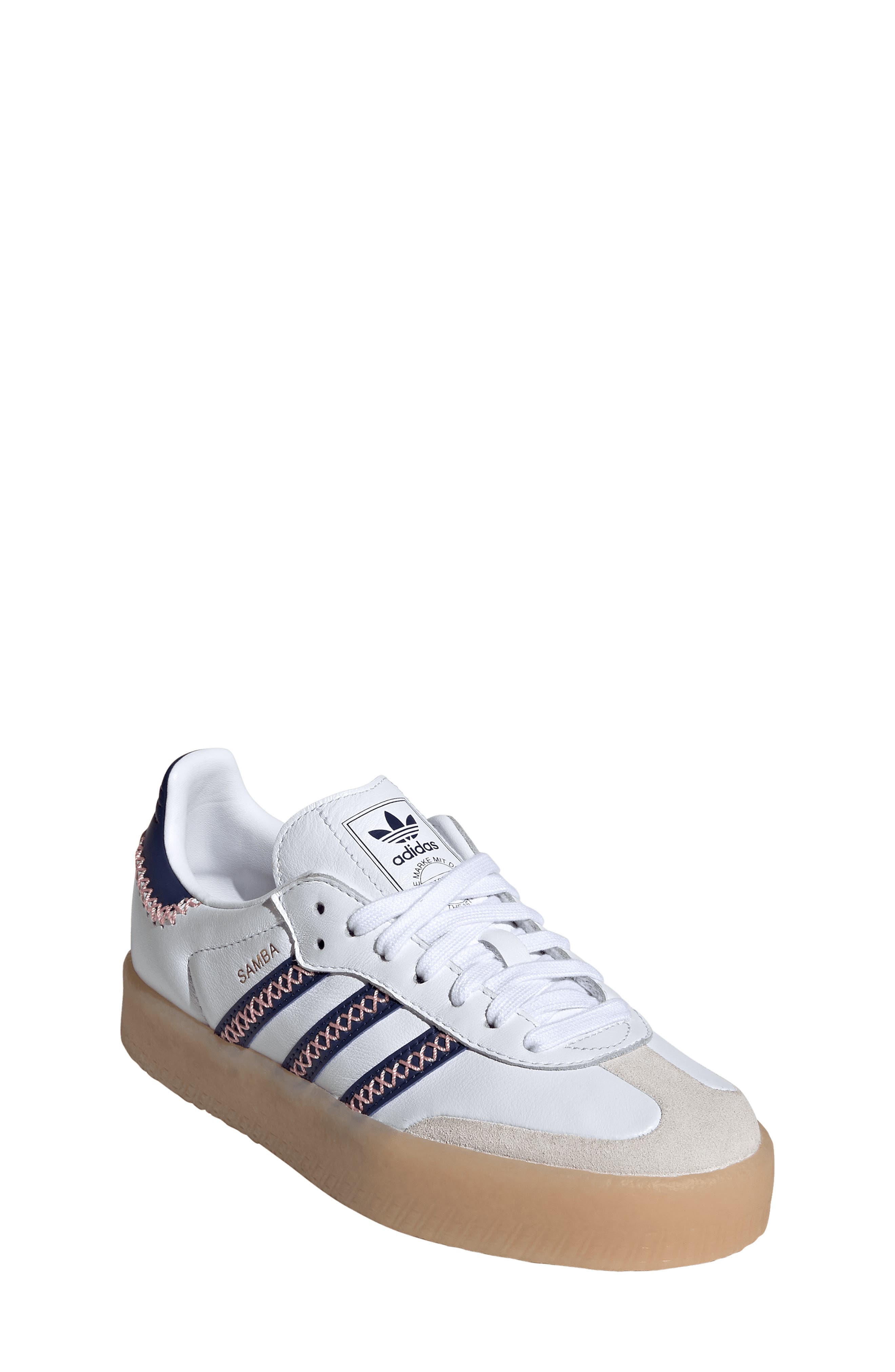 adidas Kids' Sambae Sneaker, Main, color, Off White/ Blush Pink/ Gum 3