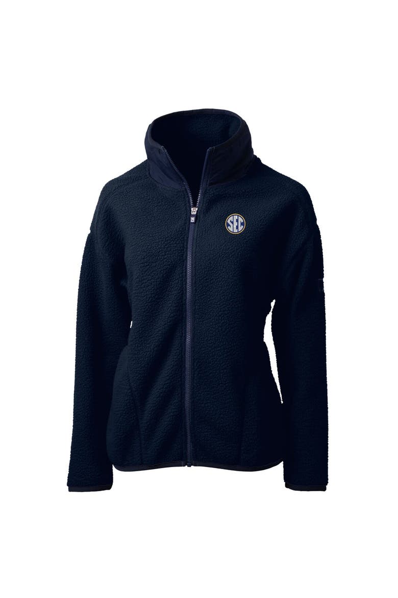 Women's Cutter & Buck  Navy SEC Gear Cascade Eco Sherpa Fleece Full-Zip Jacket, Alternate, color, Navy