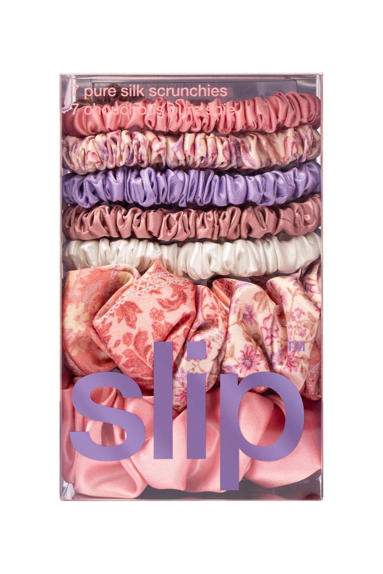 7-Pack Silk Scrunchies, Alternate, color, PINK MULTI