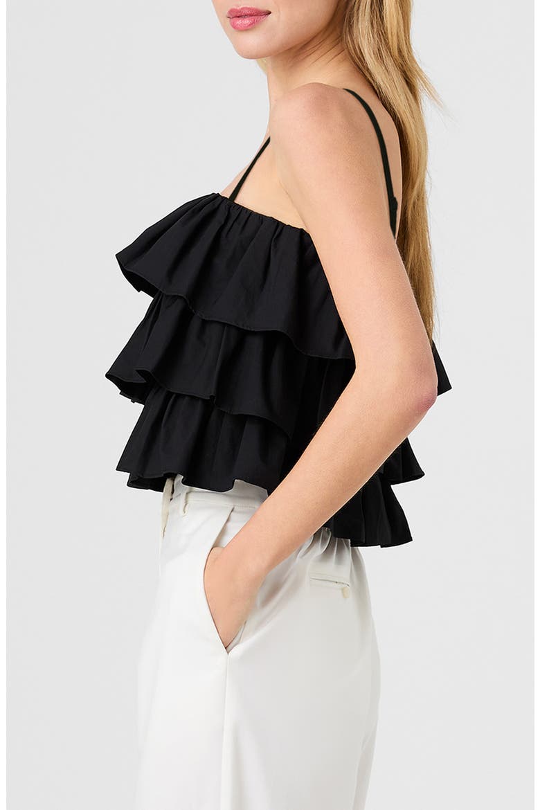 Aimee Ruffle Cotton Camisole, Alternate, color, BLACK