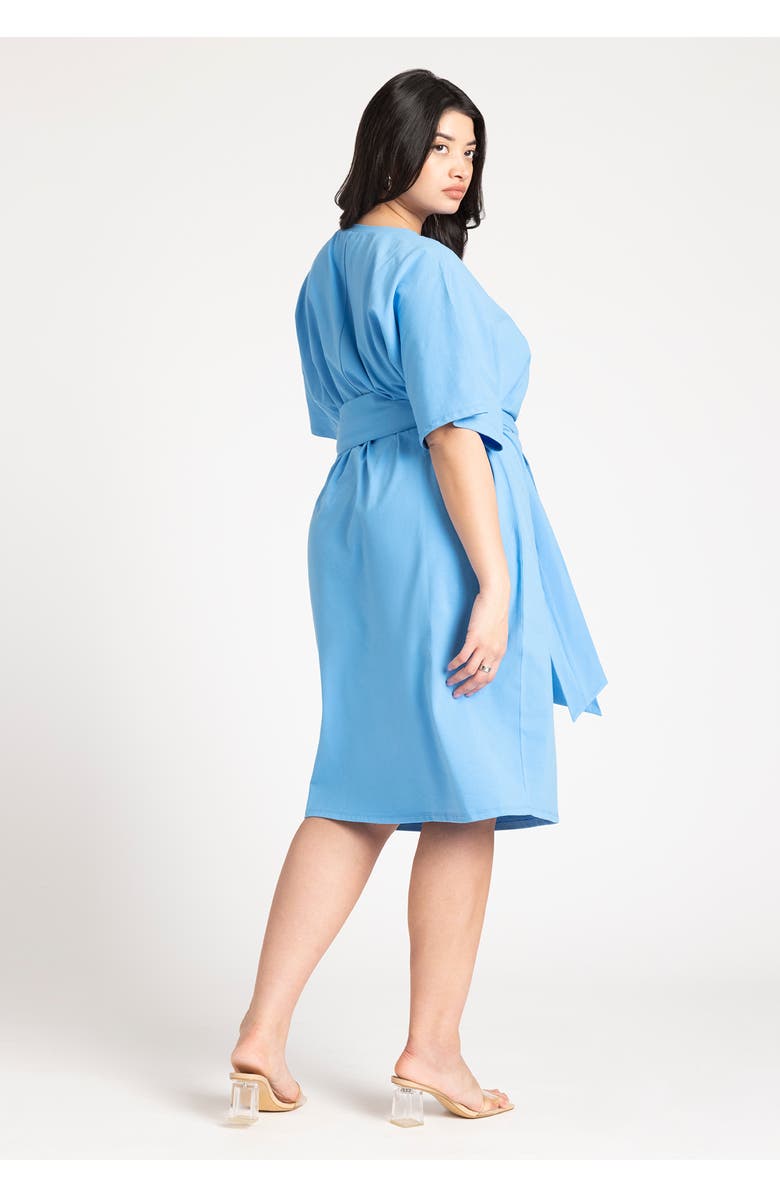 ELOQUII Cross Front Flutter Sleeve Dress, Alternate, color, Cobalt