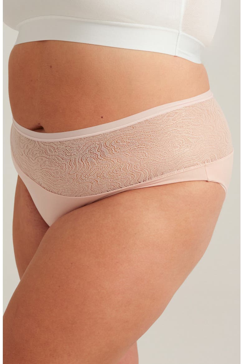 Period & Leakproof Heavy Absorbency Lace High Waist Briefs, Alternate, color, QUARTZ BLUSH