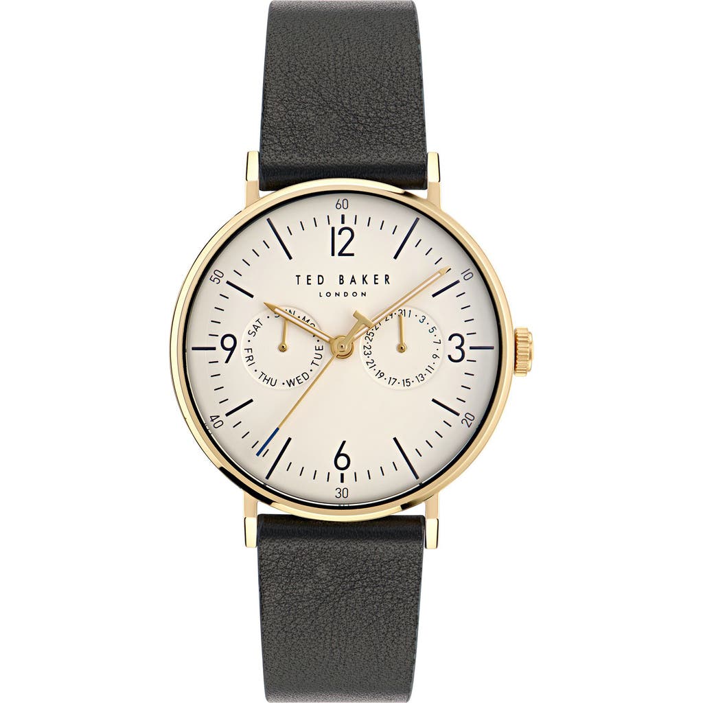 Ted Baker Phylipa Gents Leather Strap Watch, 41mm In Black