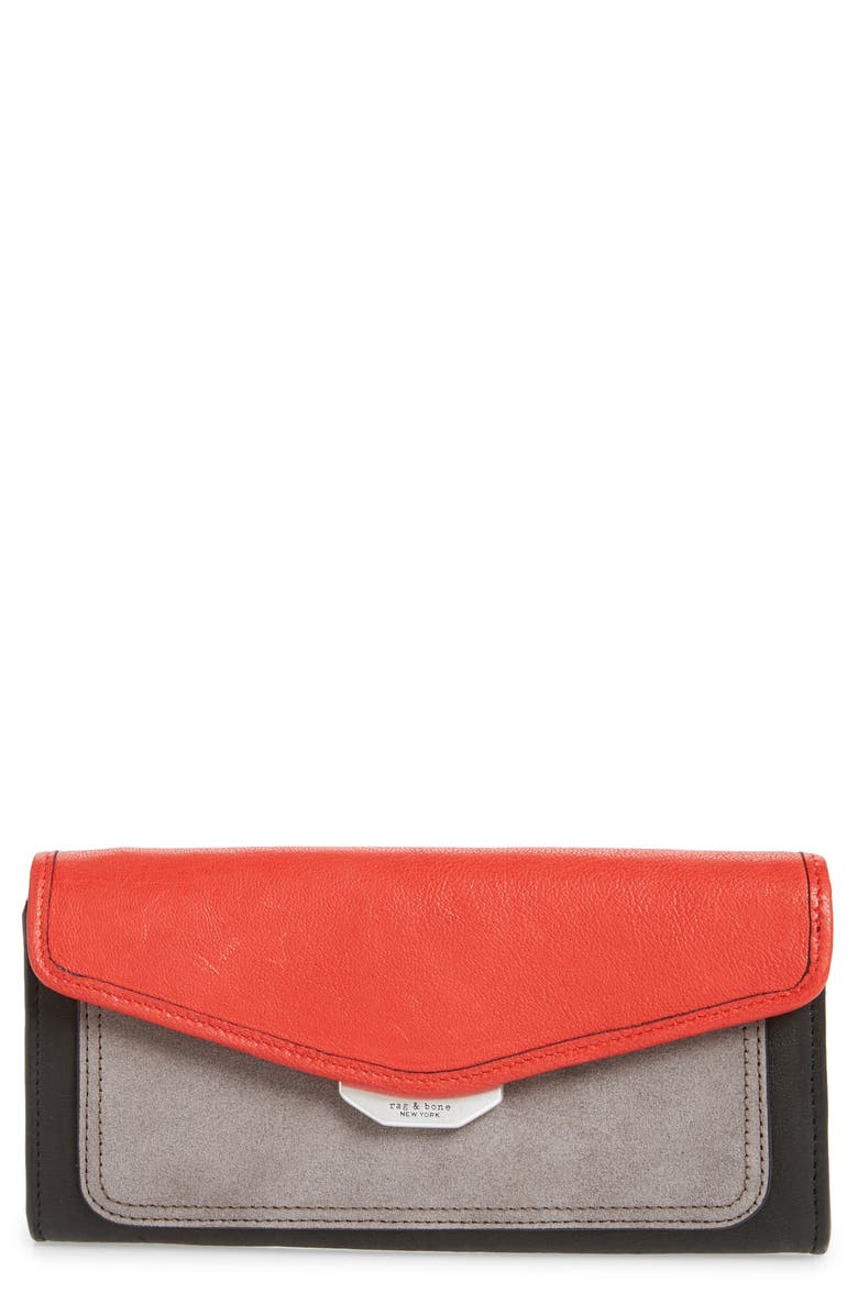 rag & bone Field Leather Continental Wallet, Main, color, 