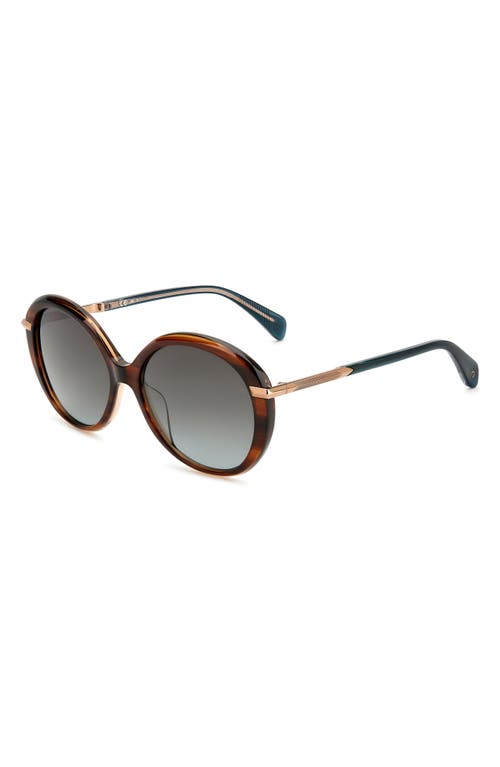 Rag & Bone 56mm Gradient Round Sunglasses In Brown Horn/grey Shaded