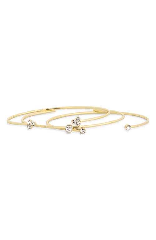 Nordstrom Rack Set Of 3 Cz Cuff Bracelets In Clear- Gold
