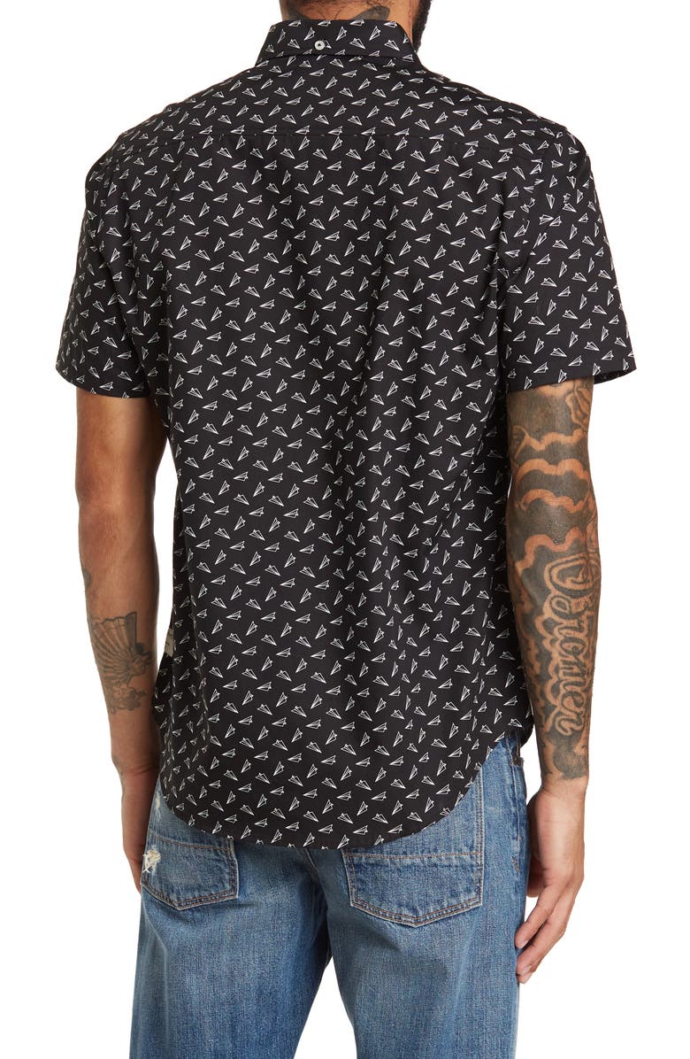 Public Art Airplane Print Short Sleeve Regular Fit Shirt, Alternate, color,