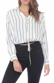 RAIN AND ROSE Stripe Drawstring Top