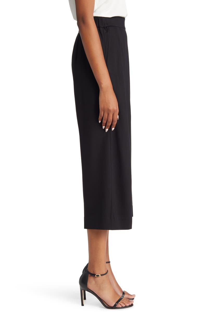 Anne Klein Pleated Wide Leg Crop Pull-On Pants, Alternate, color, Anne Black