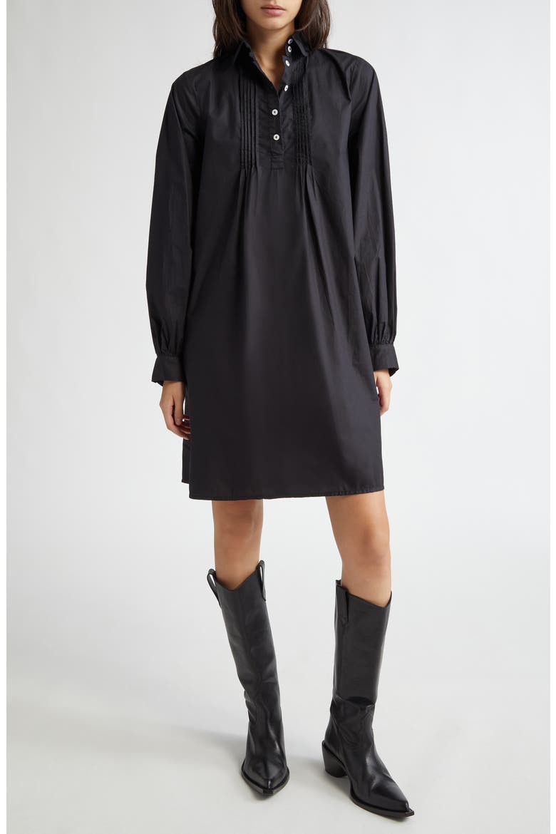 Bonnie Floral Long Sleeve Cotton Shirtdress, Main, color, BLACK POPLIN