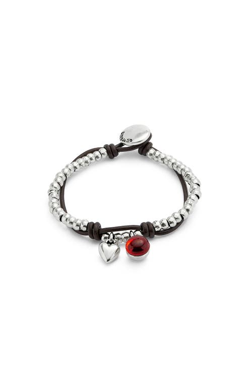 Unode50 Red Murano Bead Strap In Silver