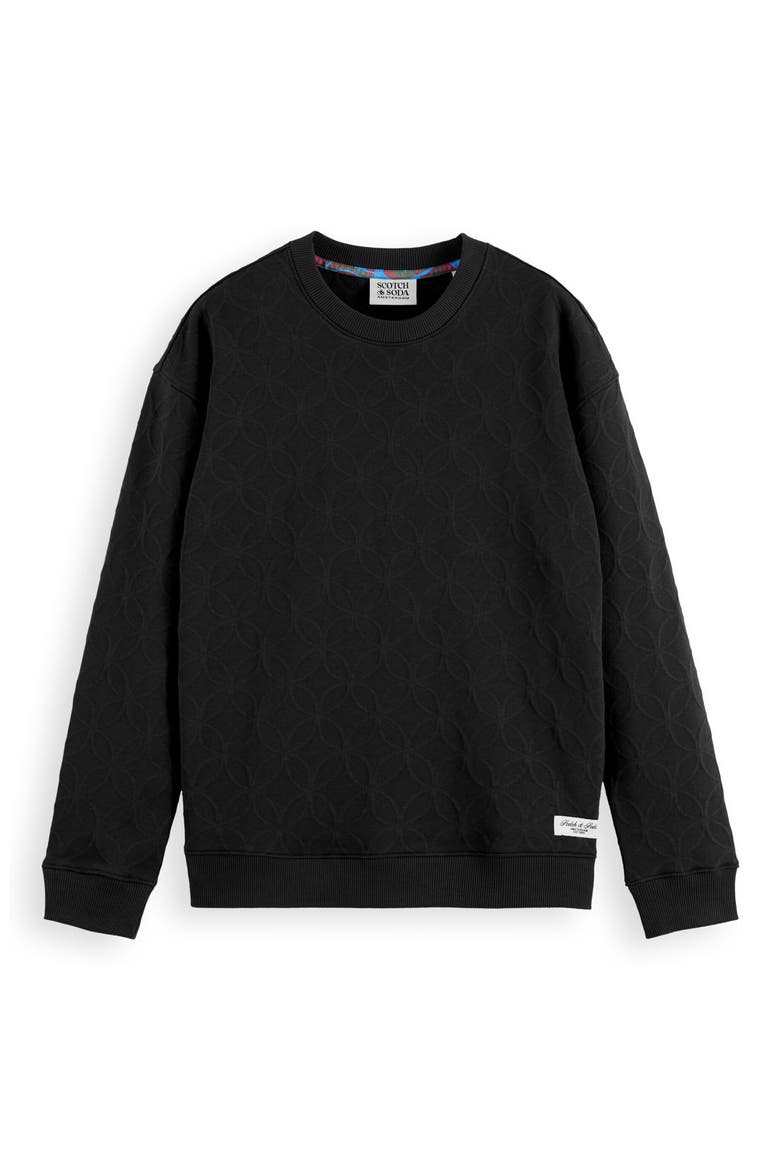 Jacquard Knit Texture Sweatshirt, Alternate, color, BLACK