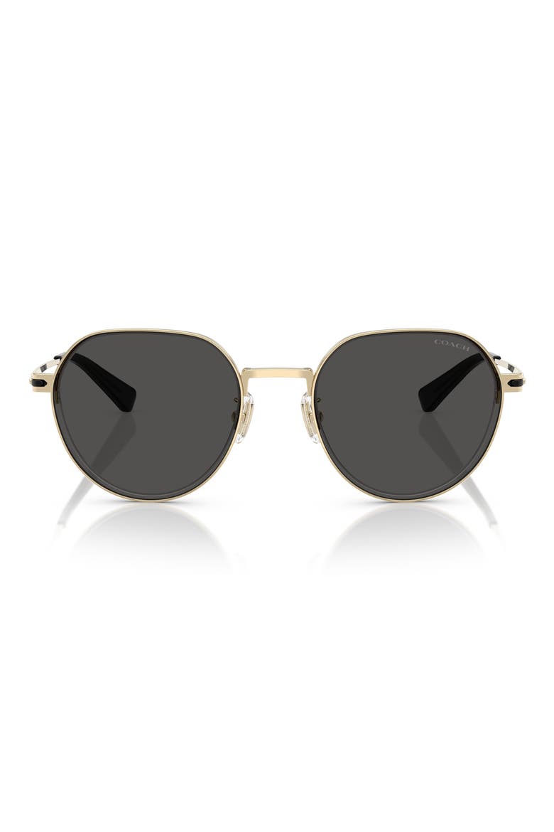 52mm Irregular Round Sunglasses, Main, color, SHINY LIGHT GOLD / GREY SOLID