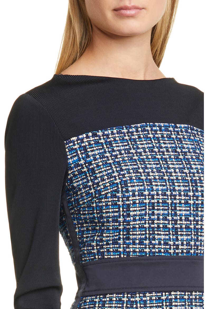 Danopus Long Sleeve Tweed Sheath Dress, Alternate, color, MIDNIGHT FANTASY