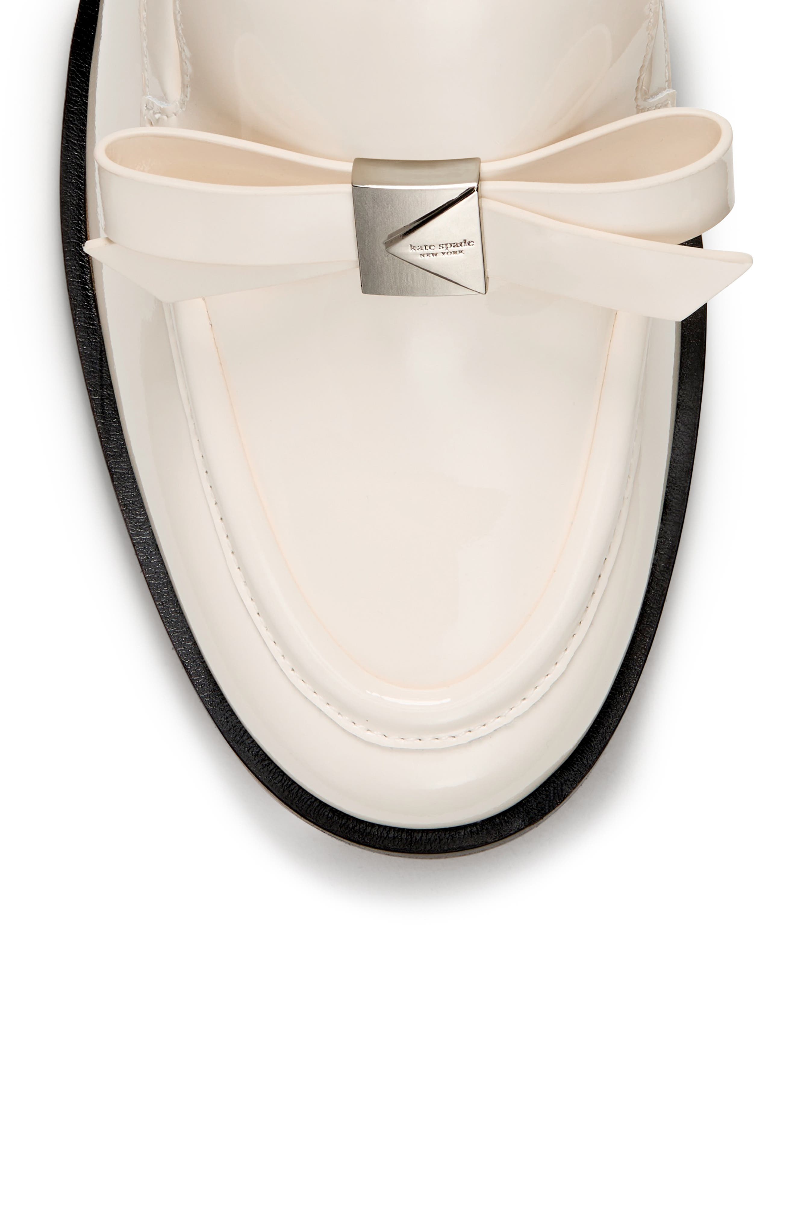 deco bow loafer pump, Alternate, color, CASHEW MILK