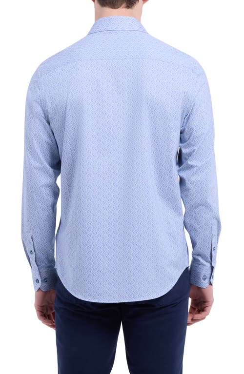 Bugatchi Jimmy Ooohcotton® Geo Print Button-up Shirt In Blue