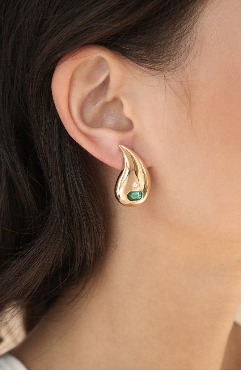Ettika Teardrop Statement Earrings, Alternate, color, Green