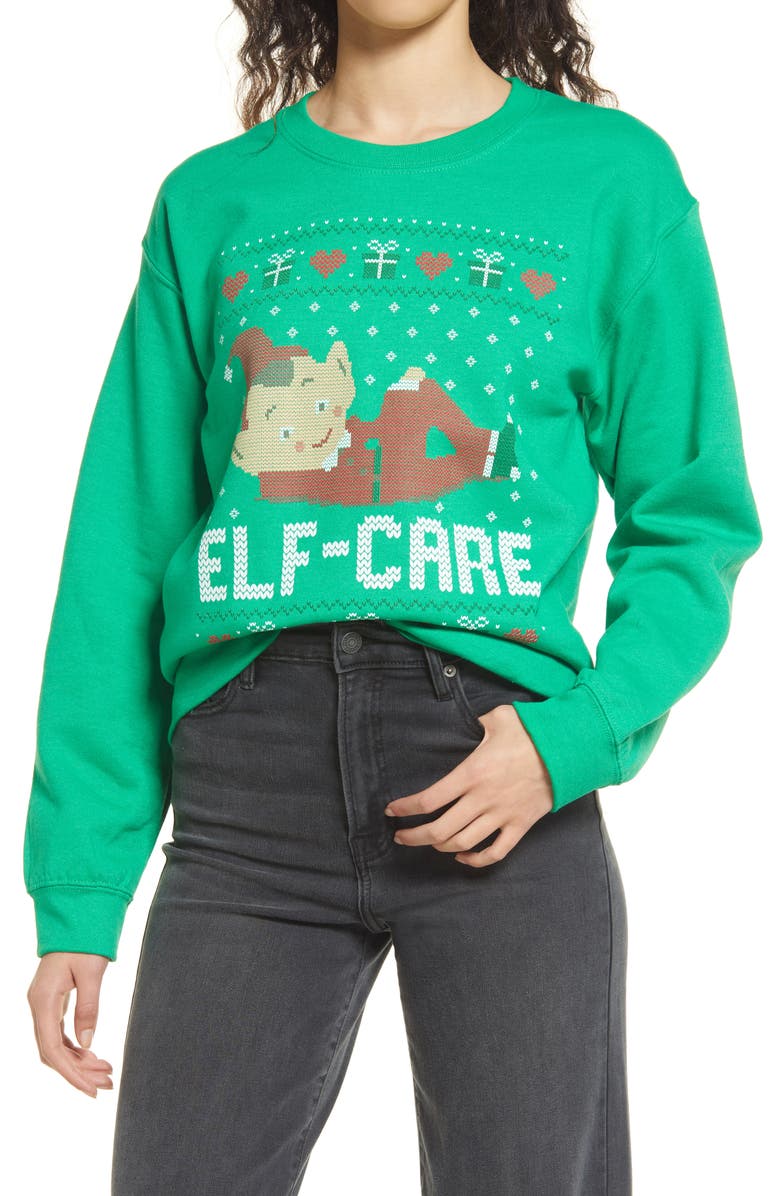 PHENOMENAL Elf Care Crewneck Sweatshirt, Main, color, 