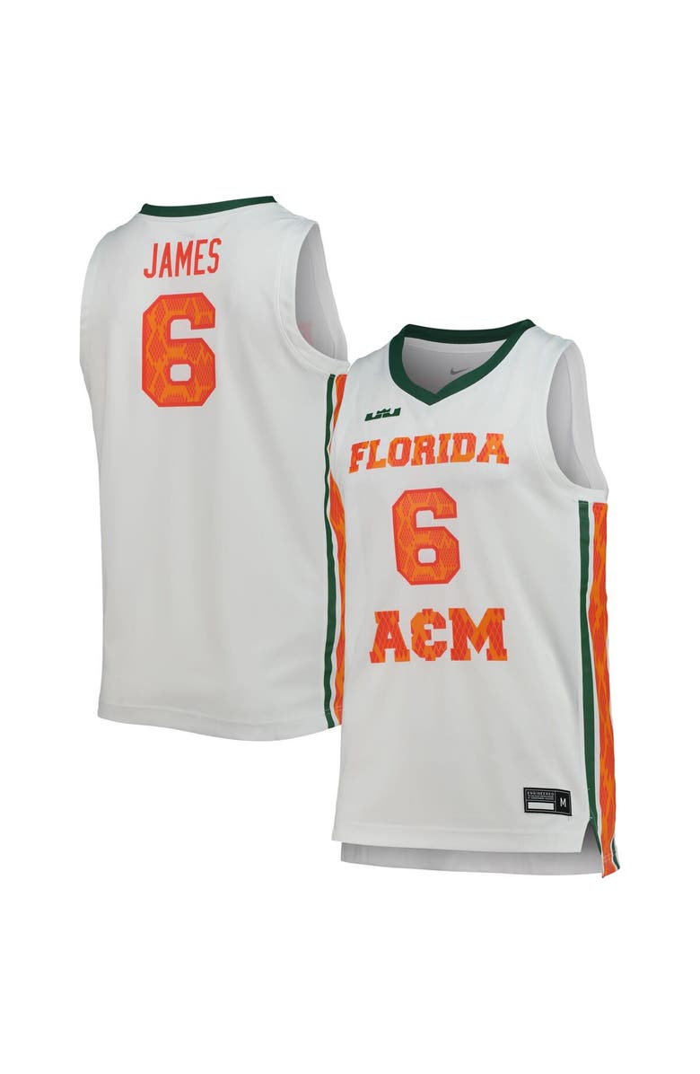 NIKE X LEBRON JAMES Men's Nike x LeBron James White Florida A&M Rattlers Replica Basketball Jersey, Main, color, White