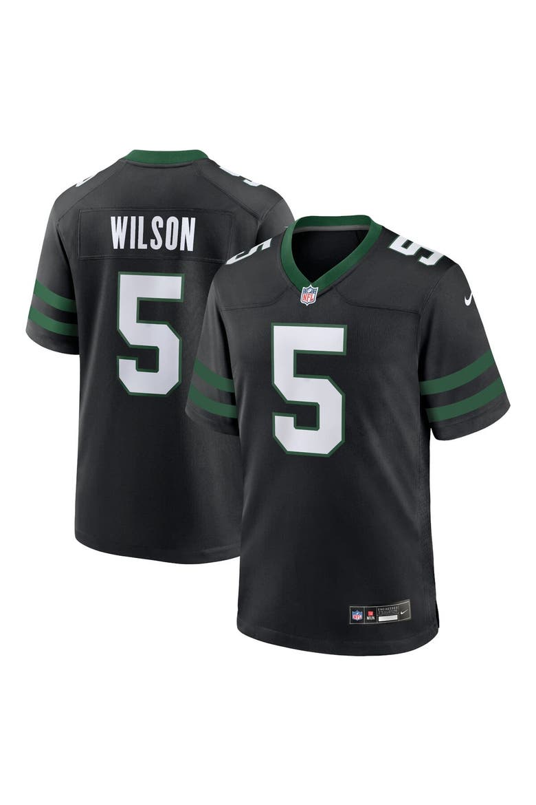 Men's Nike Garrett Wilson Legacy Black New York Jets Alternate Game Jersey, Main, color, Black